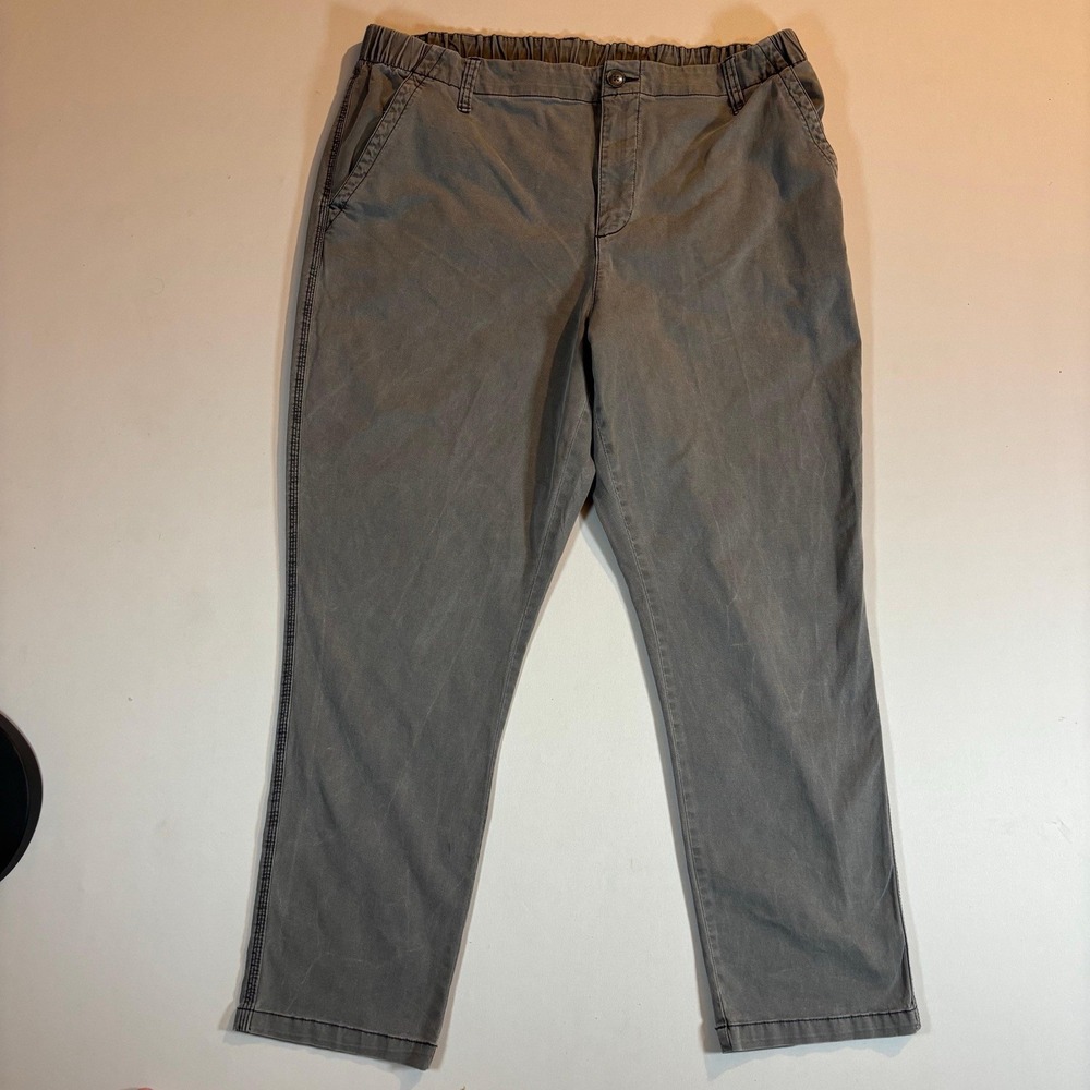 Old Navy Pants Mens XL Gray Straight Leg Casual Chino Lightweight Elastic Waist